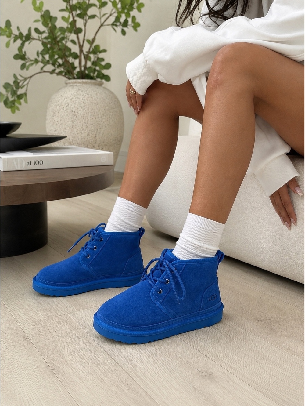 UGG Blue Suede Lace-Up Ankle Boots Women’s Size 6 Vibrant Cobalt
